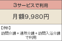 3サービスで利用 月額9,980円 例6)訪問介護+通所介護+訪問入浴介護で利用