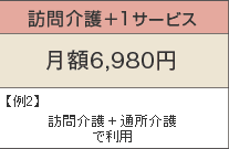 訪問介護+1サービス 月額6,980円 例2)訪問介護+通所介護で利用
