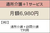 通所介護+1サービス 月額6,980円 例2)通所介護+訪問介護で利用