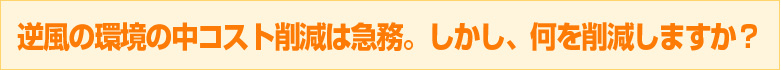 逆風の環境の中コスト削減は急務。しかし、何を削減しますか？